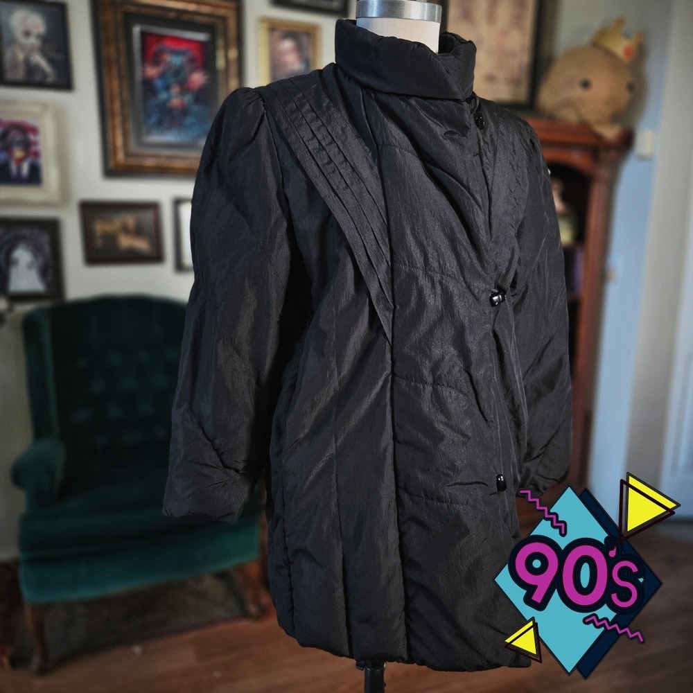 Jack Set‎ Black Puffer Jacket Vintage 90s Puffer Jacket Oversized Coat M